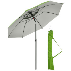 Parasol Olabezar inclinable jardin plage rond 185 cm vert UV30+ robuste