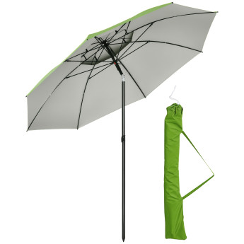 Parasol Olabezar inclinable jardin plage rond 185 cm vert UV30+ robuste