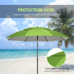 Parasol Olabezar inclinable jardin plage rond 185 cm vert UV30+ robuste