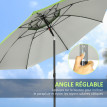 Parasol Olabezar inclinable jardin plage rond 185 cm vert UV30+ robuste