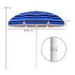 Parasol Tiburcio Inclinable UPF50+ Résistant Plage Bleu Blanc Rayé 180cm