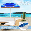 Parasol Tiburcio Inclinable UPF50+ Résistant Plage Bleu Blanc Rayé 180cm