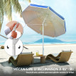 Parasol Tiburcio Inclinable UPF50+ Résistant Plage Bleu Blanc Rayé 180cm