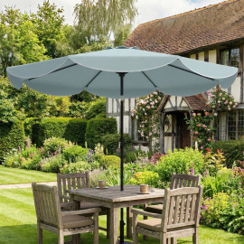 Parasol Varallo Inclinable 265 cm Mécanisme 3 Positions Bleu Noir Métal Résistant
