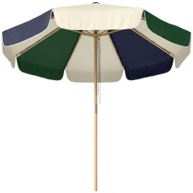 Parasol Elric rétro effet bois ambiance jardin crème vert foncé 226 cm