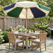 Parasol Elric rétro effet bois ambiance jardin crème vert foncé 226 cm