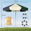 Parasol Elric rétro effet bois ambiance jardin crème vert foncé 226 cm