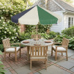 Parasol Elric rétro effet bois ambiance jardin crème vert foncé 226 cm