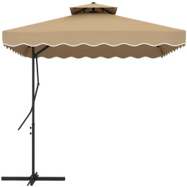 Parasol Cerfonval déporté carré élégant stabilité kaki terrasse jardin 243x243cm