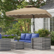 Parasol Cerfonval déporté carré élégant stabilité kaki terrasse jardin 243x243cm