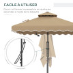 Parasol Cerfonval déporté carré élégant stabilité kaki terrasse jardin 243x243cm