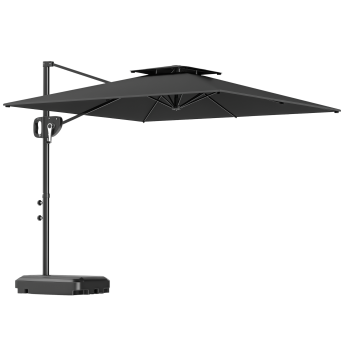 Parasol Zosimo déporté carré gris anthracite stabilité vent UV terrasse jardin