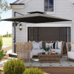 Parasol Zosimo déporté carré gris anthracite stabilité vent UV terrasse jardin
