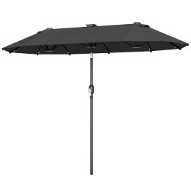 Parasol Doralice Éclairage LED Solaire Inclinable Gris 292x150cm