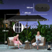 Parasol Doralice Éclairage LED Solaire Inclinable Gris 292x150cm