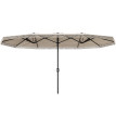 Parasol Udric Bohème Franges XXL Manivelle Tissu Résistant UV Beige Clair