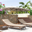 Parasol Udric Bohème Franges XXL Manivelle Tissu Résistant UV Beige Clair
