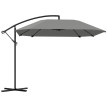 Parasol Nathalie Déporté Gris Foncé Jardin Terrasse Ombre Réglable Résistant