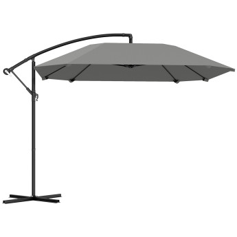 Parasol Nathalie Déporté Gris Foncé Jardin Terrasse Ombre Réglable Résistant