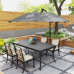 Parasol Nathalie Déporté Gris Foncé Jardin Terrasse Ombre Réglable Résistant
