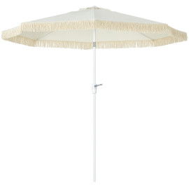 Parasol Gauthier Bohème Inclinable Franges Polyester Crème 265cm