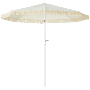 Parasol Gauthier Bohème Inclinable Franges Polyester Crème 265cm