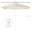 Parasol Gauthier Bohème Inclinable Franges Polyester Crème 265cm