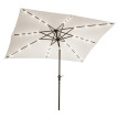Parasol Gautegiz Rectangulaire Inclinable Solaire LED Blanc Cassé Éclairage Jardin Terrasse