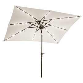 Parasol Gautegiz Rectangulaire Inclinable Solaire LED Blanc Cassé Éclairage Jardin Terrasse