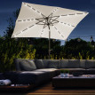 Parasol Gautegiz Rectangulaire Inclinable Solaire LED Blanc Cassé Éclairage Jardin Terrasse