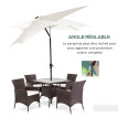 Parasol Gautegiz Rectangulaire Inclinable Solaire LED Blanc Cassé Éclairage Jardin Terrasse