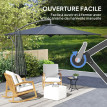 Parasol Valleluna Octogonal Déporté Anthracite Grand Jardin Terrasse 297cm