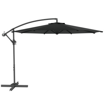 Parasol Orazio Déporté Octogonal Noir Grand Jardin Terrasse Résistant 297cm