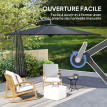 Parasol Orazio Déporté Octogonal Noir Grand Jardin Terrasse Résistant 297cm