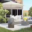 Pied Parasol Ursule 3 en 1 Table Jardinière Stabilisateur Marron Jardin Terrasse
