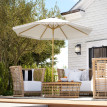 Parasol Hartledown Octogonal Inclinable Blanc Protection Solaire Jardin Terrasse 265cm