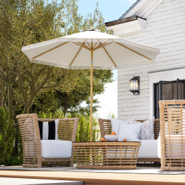 Parasol Hartledown Octogonal Inclinable Blanc Protection Solaire Jardin Terrasse 265cm