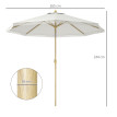 Parasol Hartledown Octogonal Inclinable Blanc Protection Solaire Jardin Terrasse 265cm