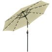 Parasol Fiorella Inclinable LED Solaire Beige Éclairage Jardin Terrasse 265 cm