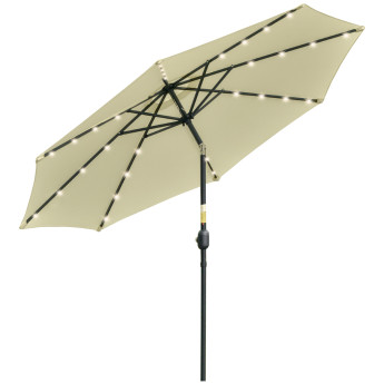 Parasol Fiorella Inclinable LED Solaire Beige Éclairage Jardin Terrasse 265 cm