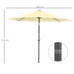 Parasol Fiorella Inclinable LED Solaire Beige Éclairage Jardin Terrasse 265 cm