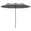Parasol Agnola XL Inclinable Gris Acier Polyester Résistant UV 285cm