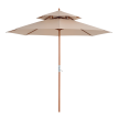 Parasol Inverno Droit Double Toit Résistant UV Beige Bois Peuplier 265 cm
