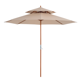 Parasol Inverno Droit Double Toit Résistant UV Beige Bois Peuplier 265 cm