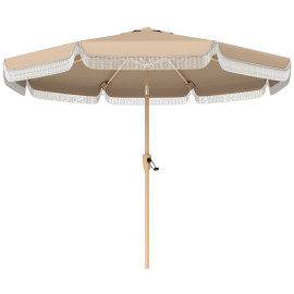 Parasol Elmgate Jardin Inclinable Franges Protection UV Kaki 266 cm