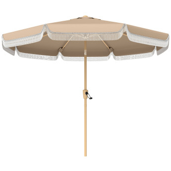 Parasol Elmgate Jardin Inclinable Franges Protection UV Kaki 266 cm