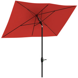Parasol Illescas inclinable rectangulaire anti-UV 50+ rouge jardin terrasse