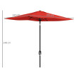 Parasol Illescas inclinable rectangulaire anti-UV 50+ rouge jardin terrasse