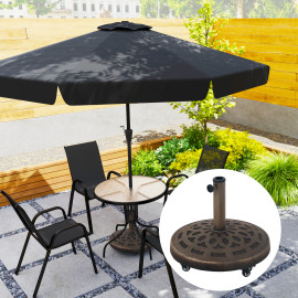Pied de parasol Reedhollow lesté 21 kg mobile bronze pour mât 32/38/48 mm extérieur