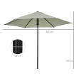Parasol Taddeo Octogonal Inclinable 265cm Gris Clair Résistant Jardin Terrasse